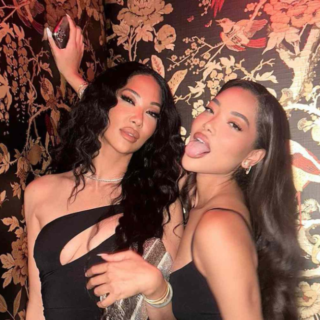 Kimora Lee Simmons Twins with Daughter in Cutout Black Dresses