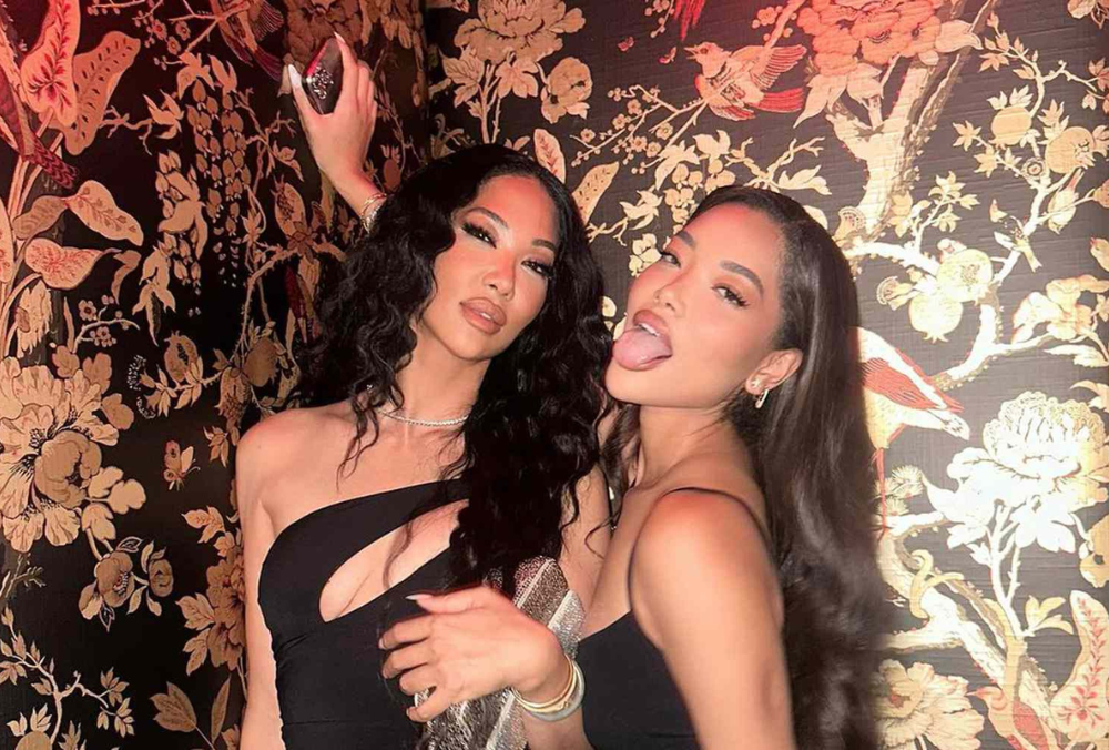 Kimora Lee Simmons Twins with Daughter in Cutout Black Dresses